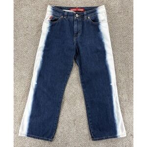 VINTAGE Guess Jeans Womens 32 Blue Wide Leg Crop High Rise Tux-Bleached Boho 90s